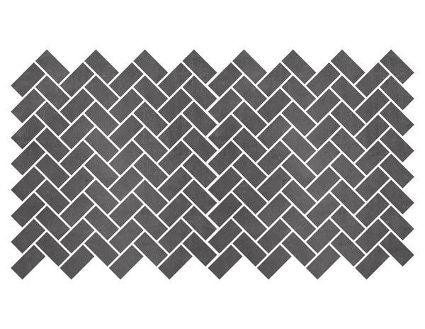 Ark Black Matte 1" x 2" Herringbone Porcelain Mosaic Tile