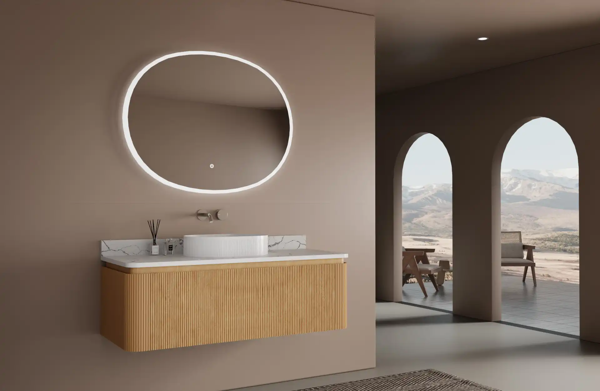 Athens 48” Single Sink Modern Fluted Wall Mount Bathroom Vanity
