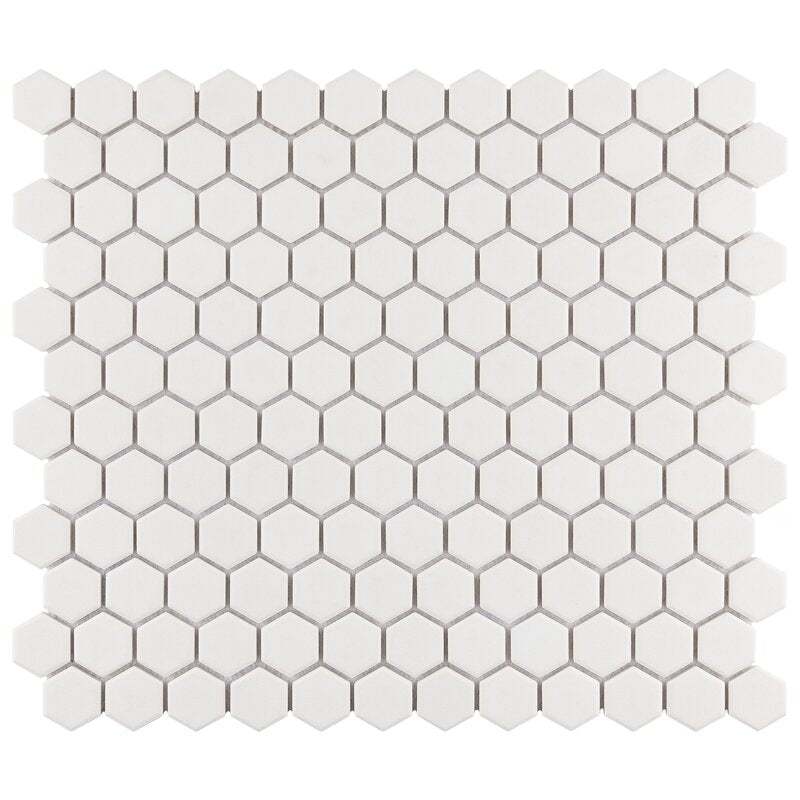 Hexagon 1" Pure White Matte Porcelain Tile
