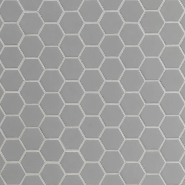 Hexagon 1" Grey Matte Porcelain Tile
