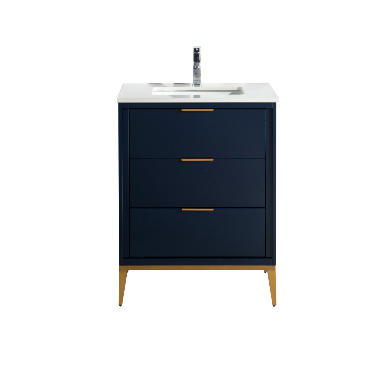 Divani 24" Solid Wood Freestanding Bathroom Vanity with Quartz Countertop