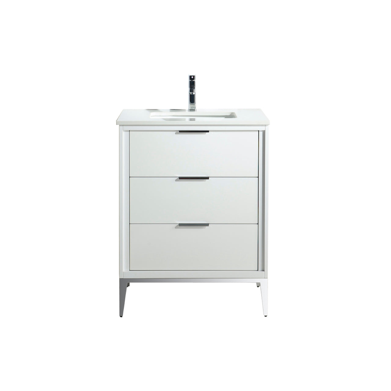 Divani 24" Solid Wood Freestanding Bathroom Vanity with Quartz Countertop