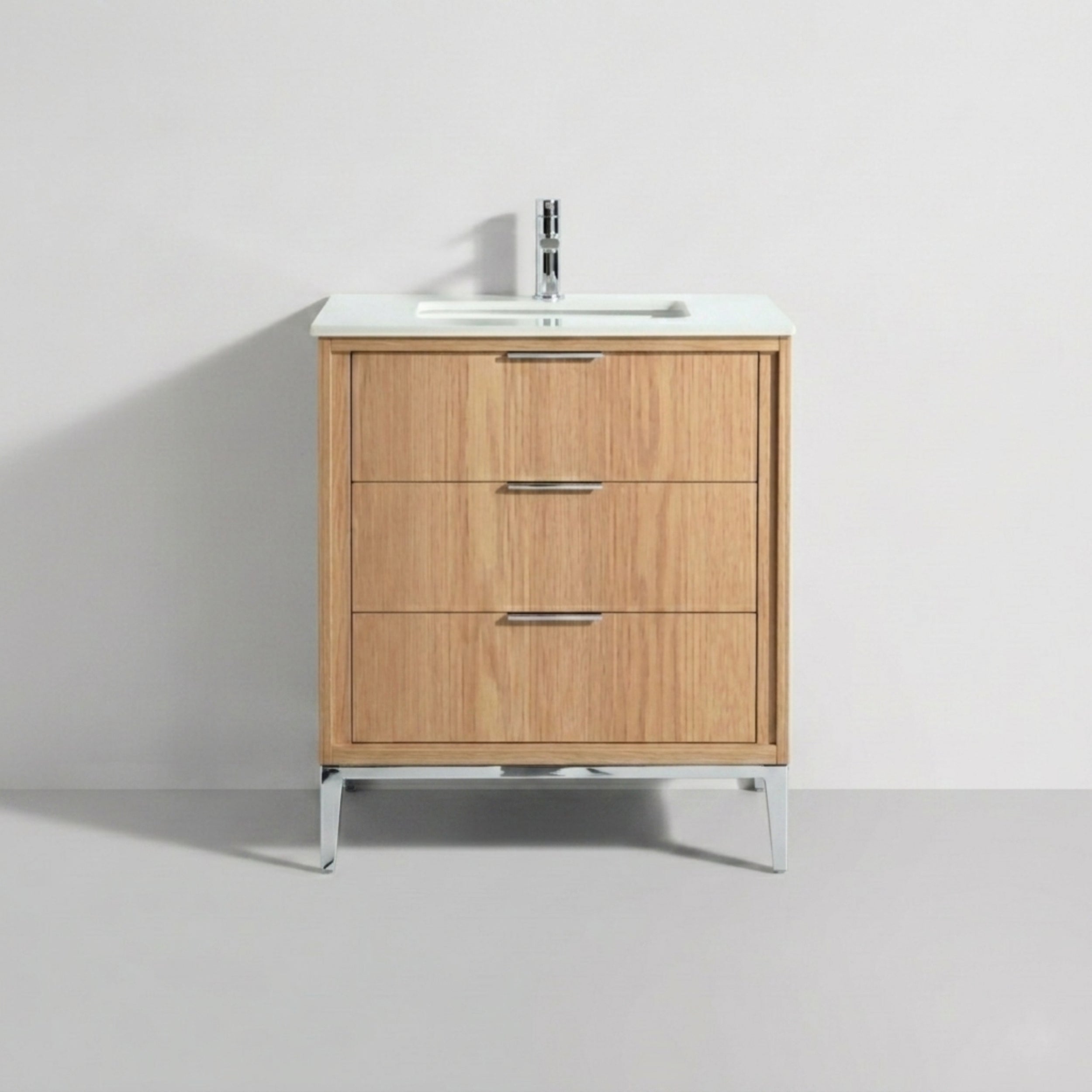 Divani 30" Solid Wood Freestanding Bathroom Vanity with Quartz Countertop