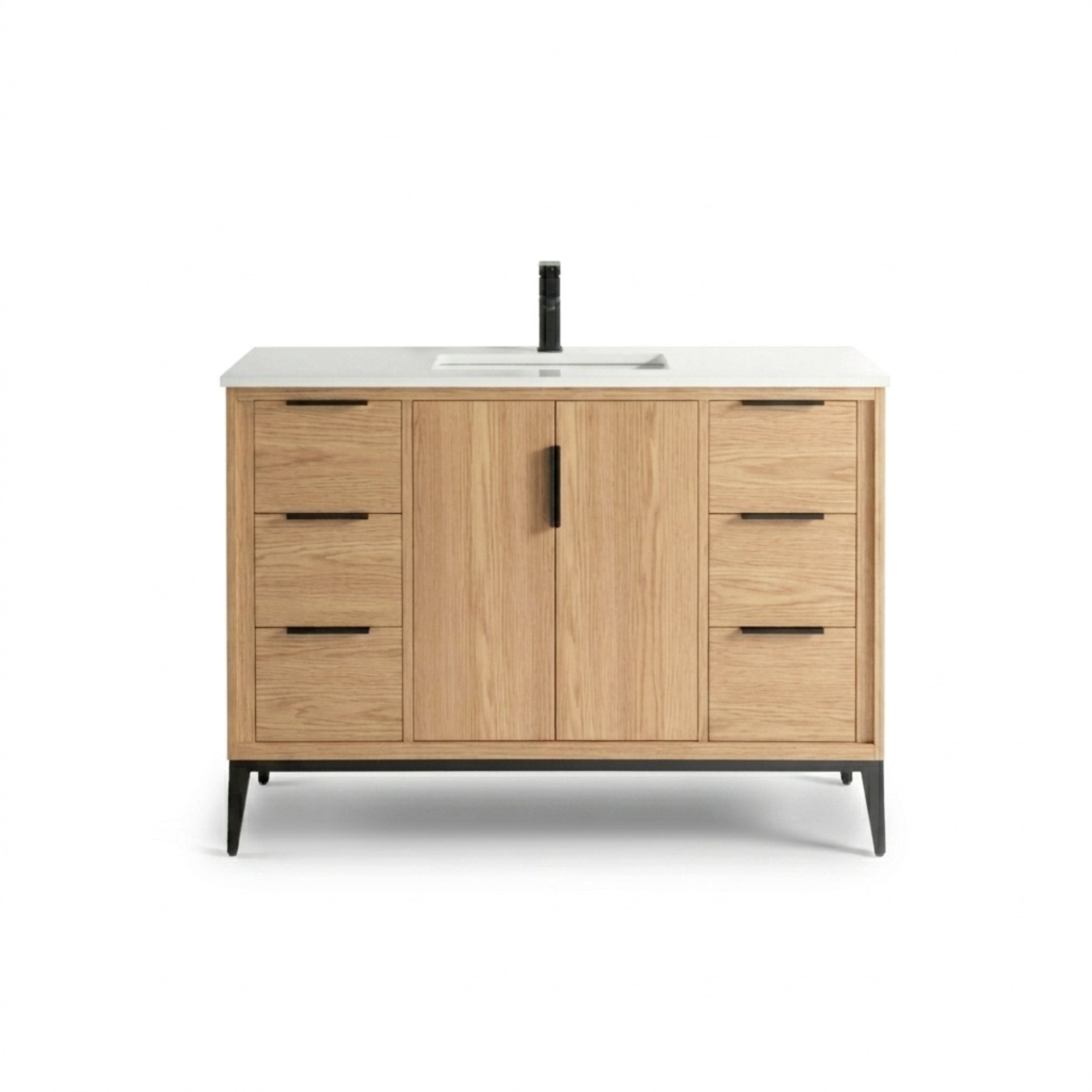 Divani 48" Solid Wood Freestanding Bathroom Vanity with Quartz Countertop