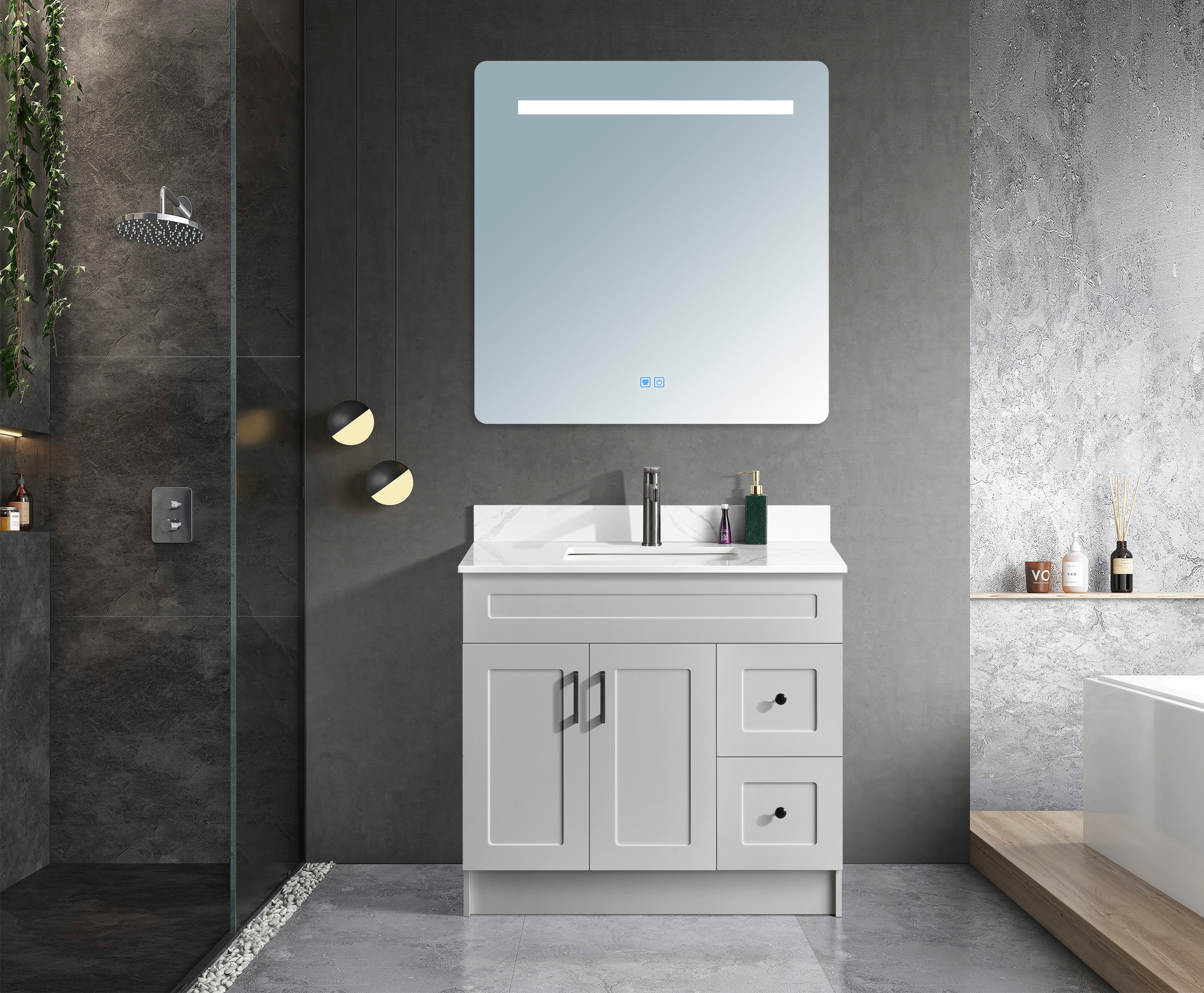 Classic Series 36” with Right Side Drawers Freestanding Bathroom Vanity