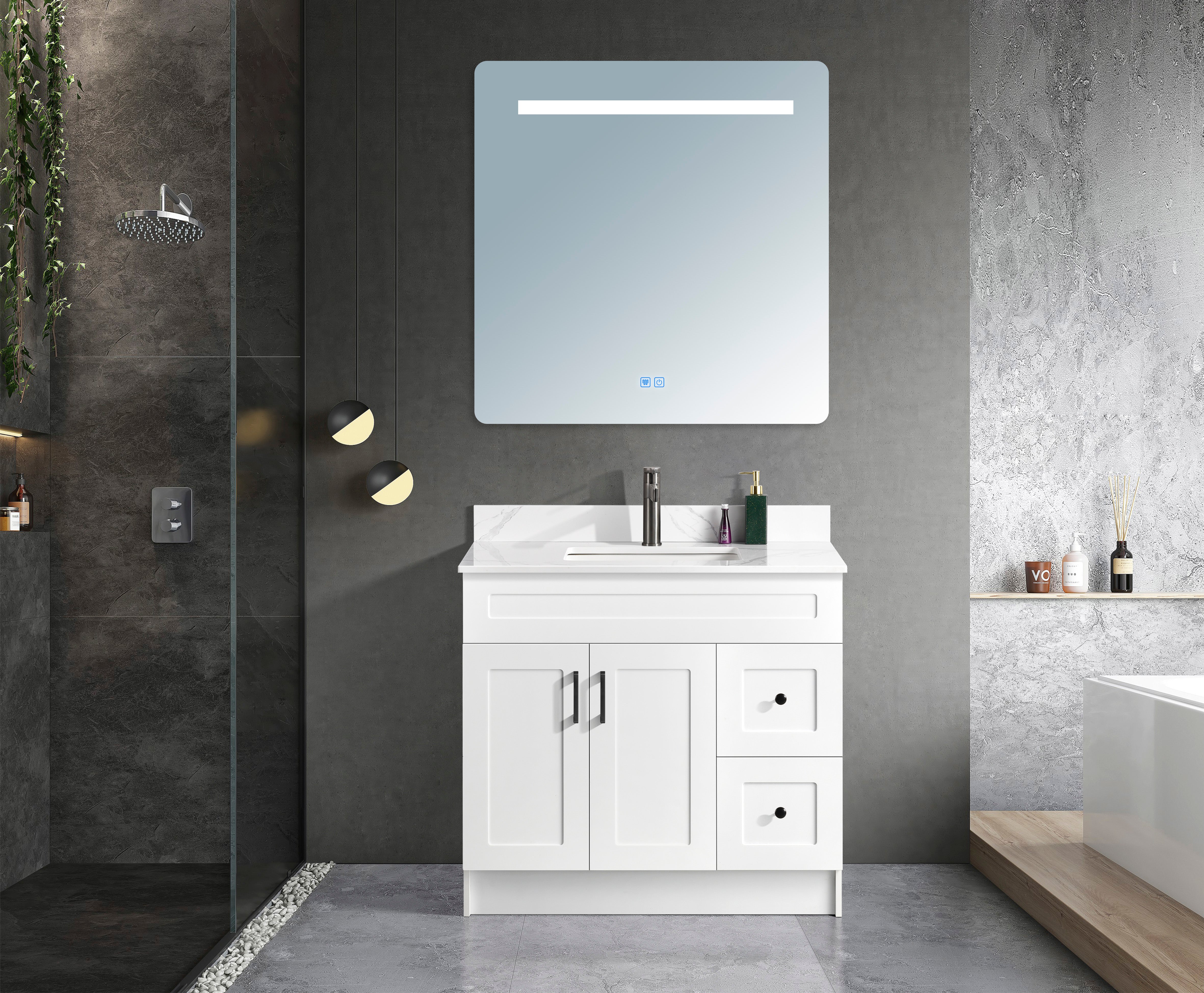 Classic Series 36” with Right Side Drawers Freestanding Bathroom Vanity