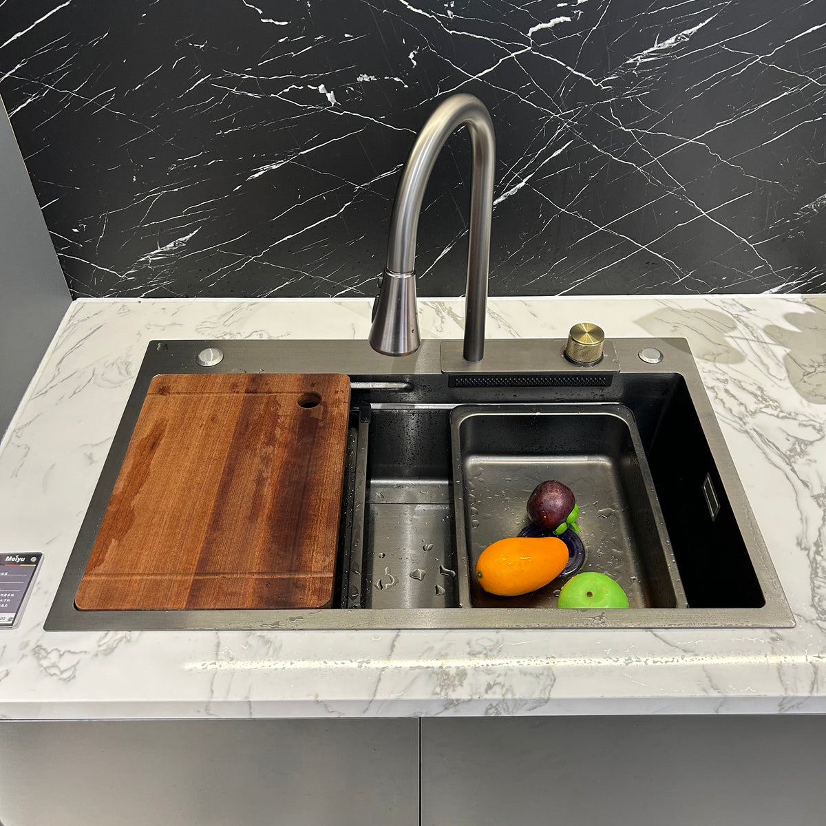 29.5 Inch Waterfall Workstation Kitchen Sink with Cup Washer - manufacturer photo