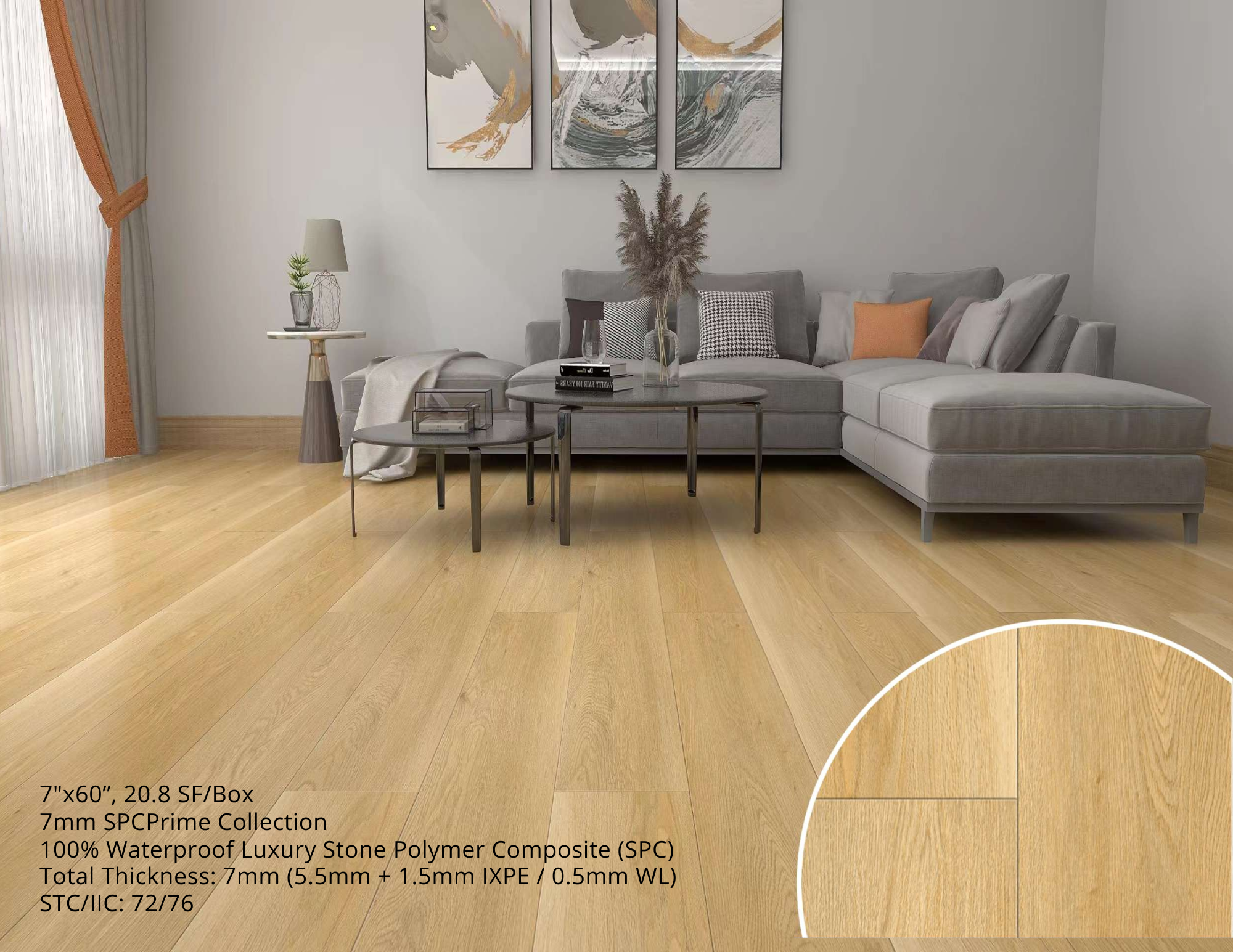 7mm SPC Vinyl Flooring Natural Oak