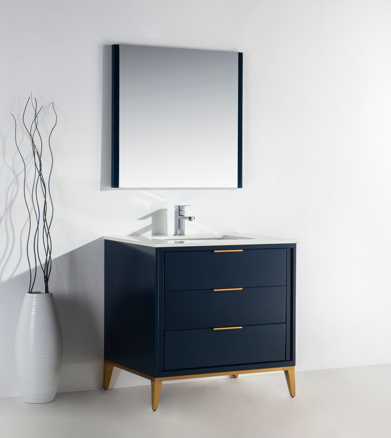 Divani 36" Solid Wood Freestanding Bathroom Vanity with Quartz Countertop