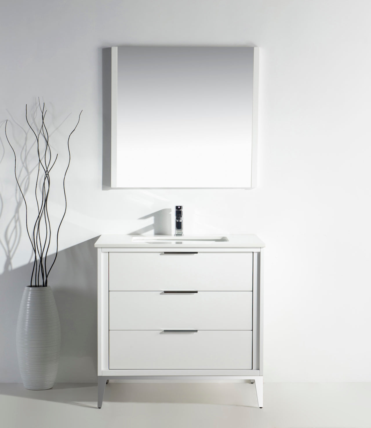 Divani 36" Solid Wood Freestanding Bathroom Vanity with Quartz Countertop