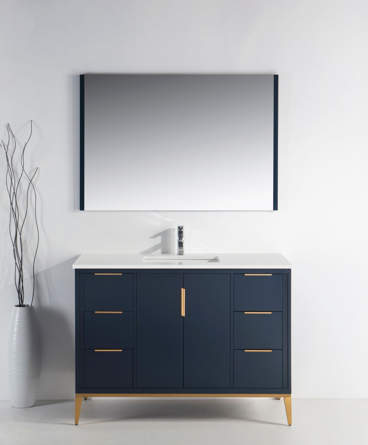 Divani 48" Solid Wood Freestanding Bathroom Vanity with Quartz Countertop