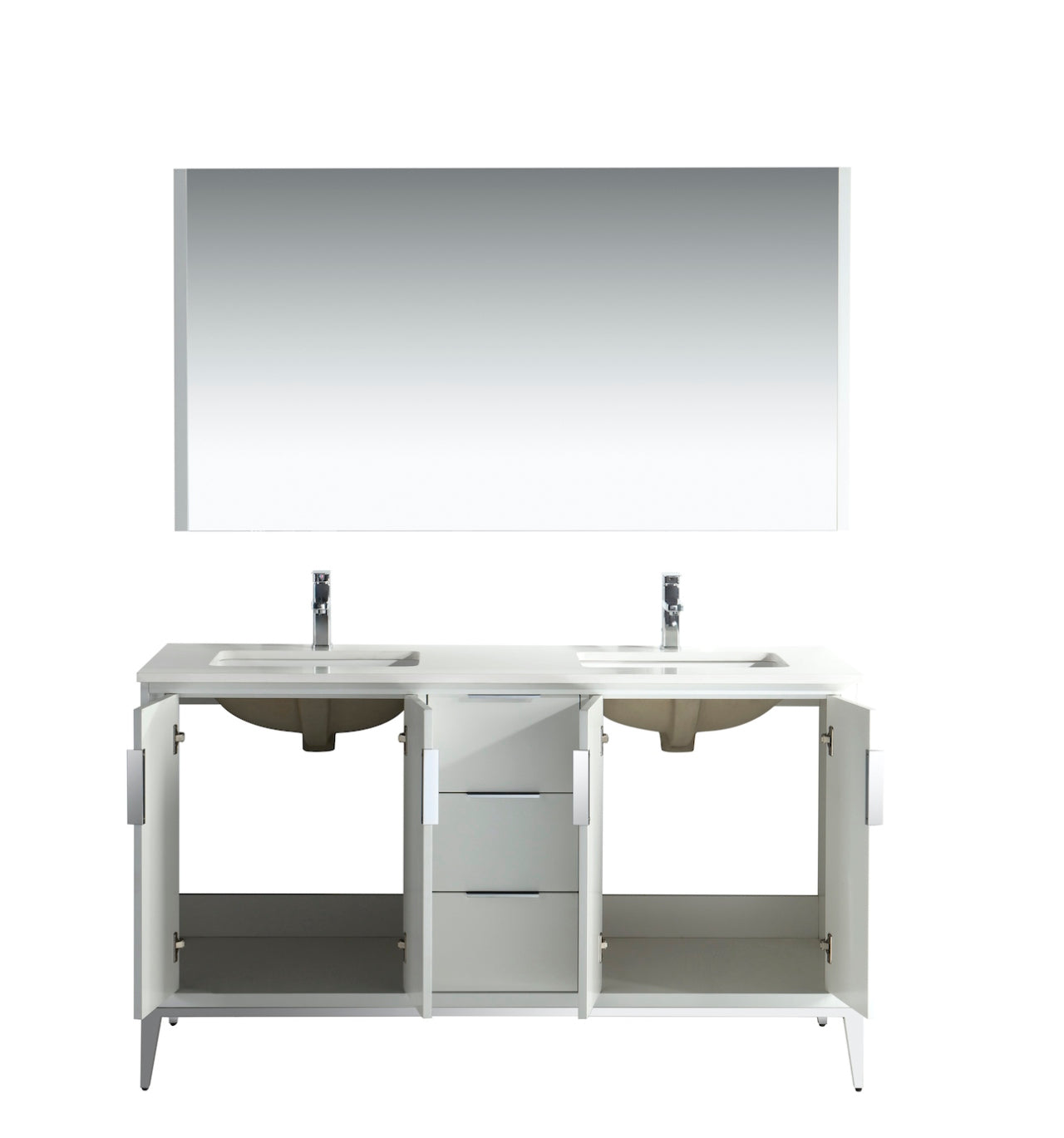 Divani 60" Solid Wood Freestanding Bathroom Vanity with Quartz Countertop
