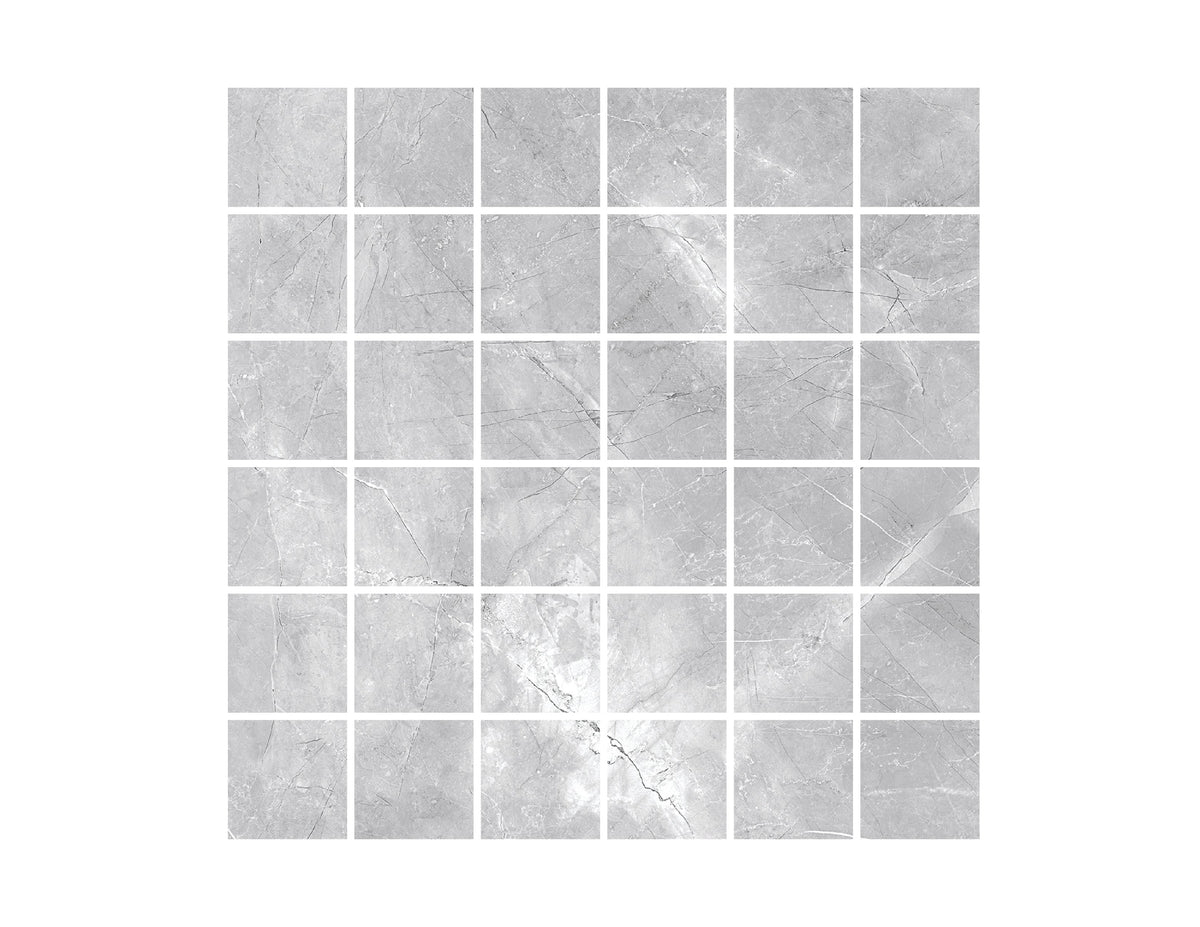 Pulpis Square Matte Porcelain Tile - Grey 2" x 2"
