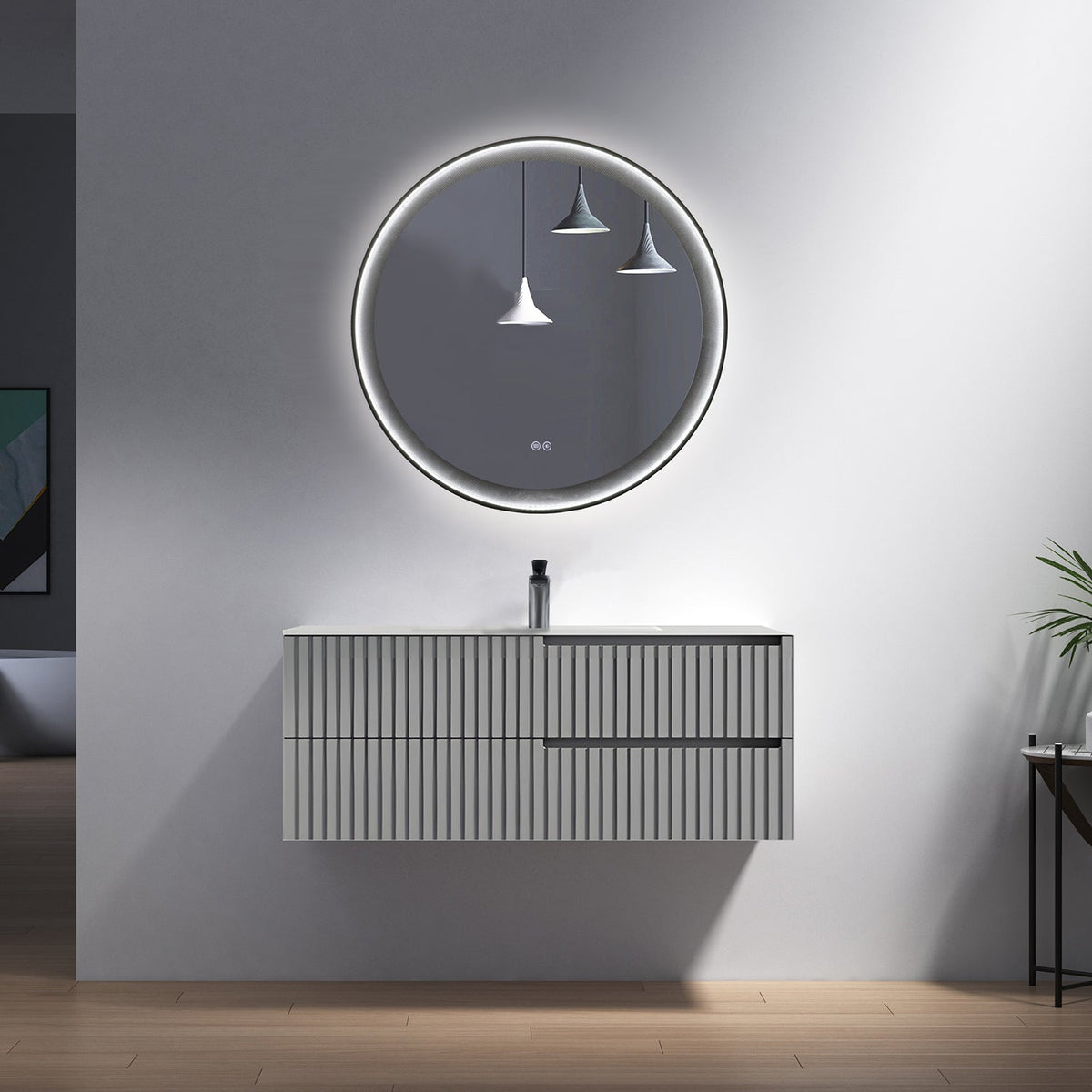 39 Inch Wall Mount Bathroom Vanity with Sink, Grey - manufacturer photo