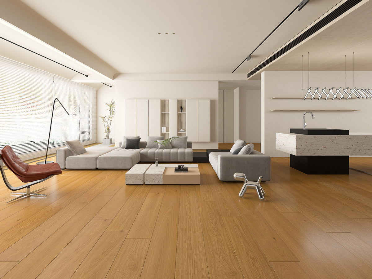 Woden Snowhaze ABC — Lumine Collection Engineered Hardwood Flooring — room scene