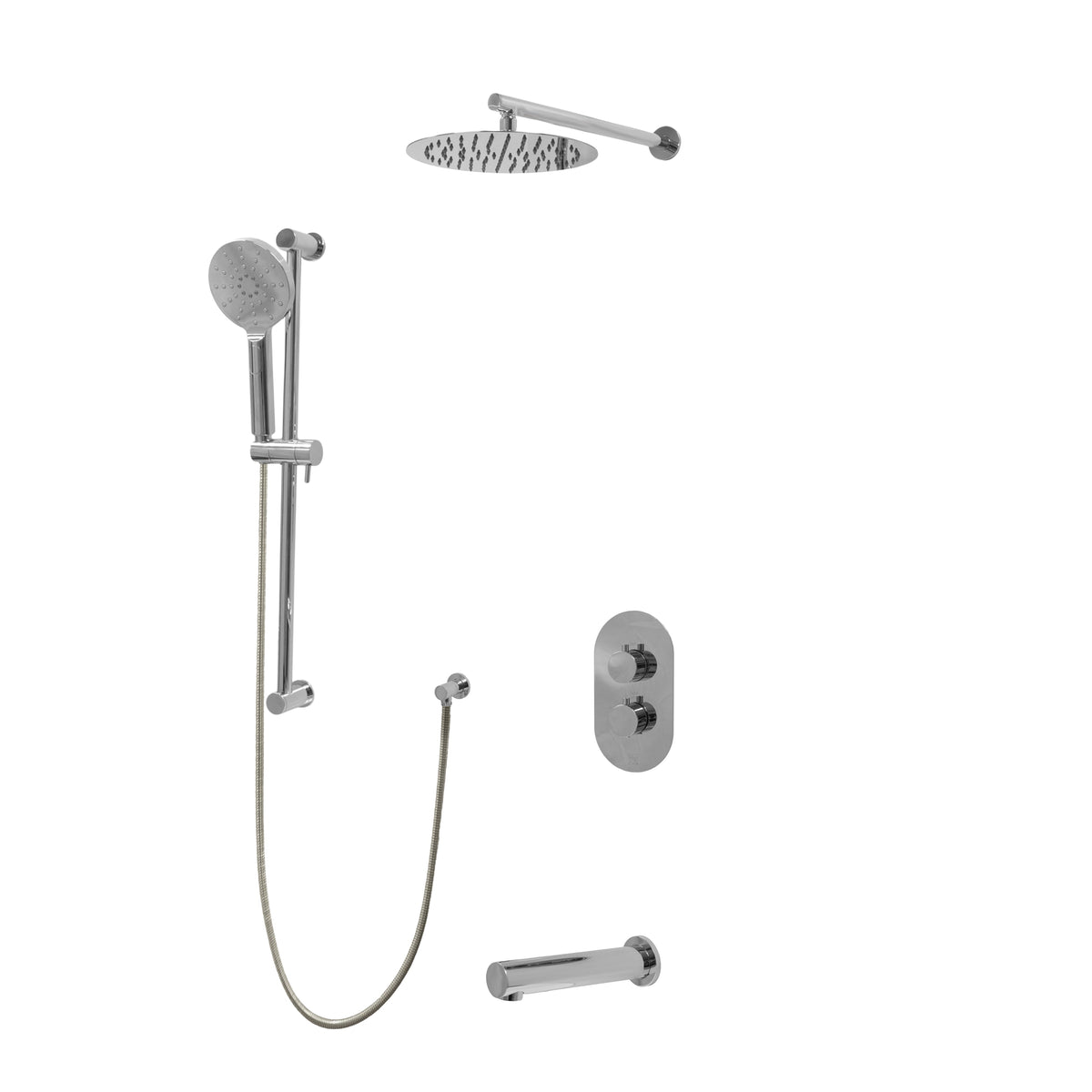 Kodaen 10-Inch Crystal Thermostatic Shower System with Sliding Hand Shower & Tub Spout