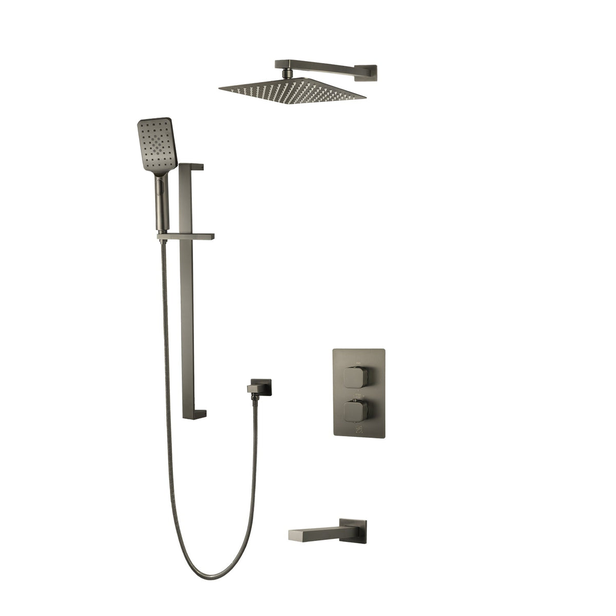 Kodaen 10-Inch Diamond Thermostatic Shower System with Sliding Hand Shower & Tub Spout