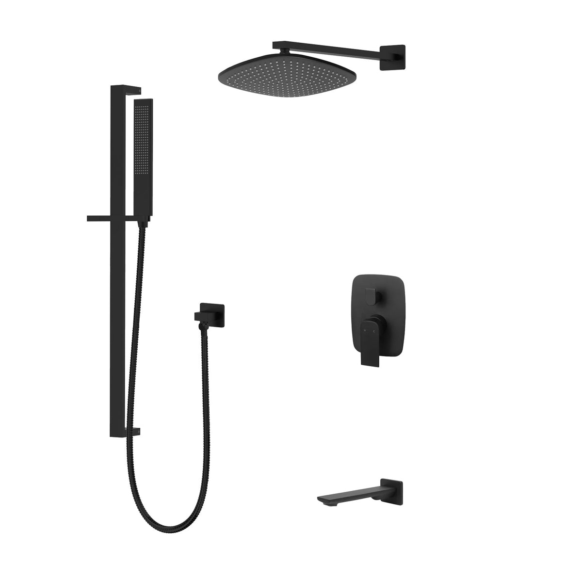 Kodaen 12-Inch TIMELYSS Pressure-Balanced Shower System with Sliding Hand Shower & Tub Spout
