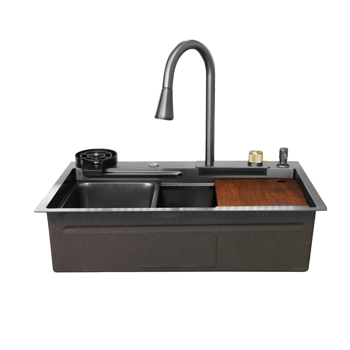 Kodaen 29.5-Inch Waterfall Workstation Kitchen Sink with Cup Washer