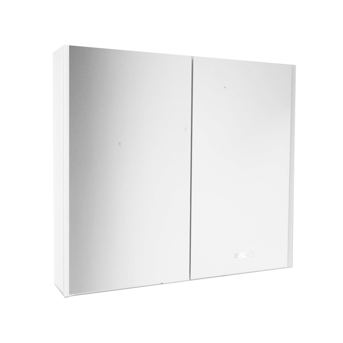 32 x 28 in LED mirror with medicine cabinet - manufacturer photo