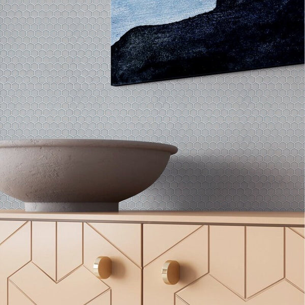 Hexagon 1" Grey Matte Porcelain Tile