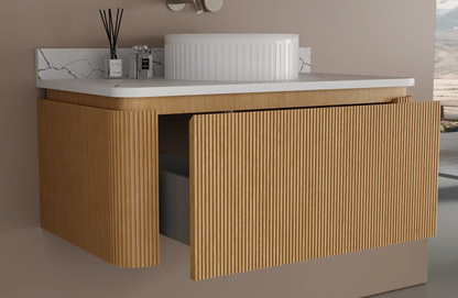 Athens 48” Single Sink Modern Fluted Wall Mount Bathroom Vanity