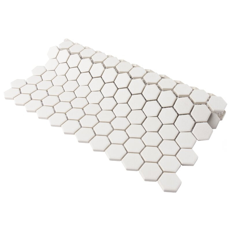 Hexagon 1" Pure White Matte Porcelain Tile