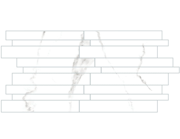 Bianco River Linear Strip Glossy Porcelain Tile