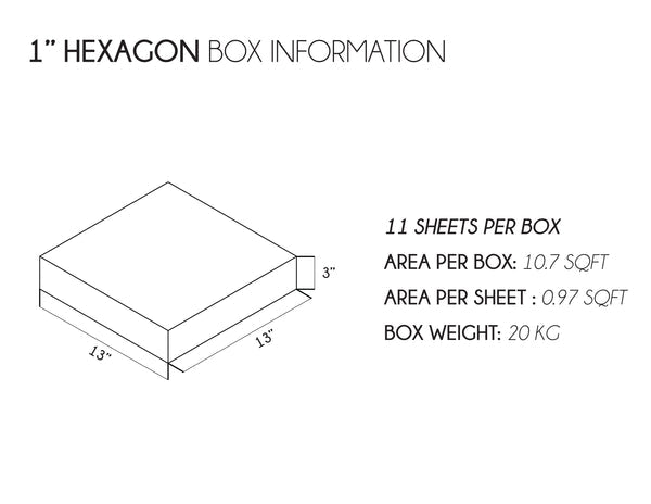 Hexagon 1" Pure White Matte Porcelain Tile