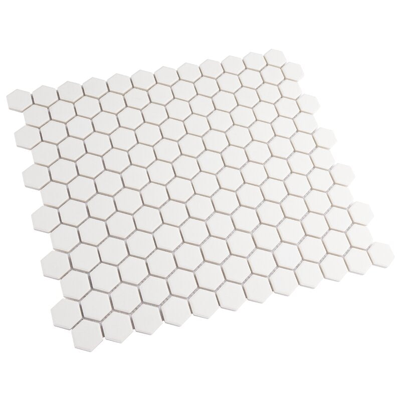 Hexagon 1" Pure White Matte Porcelain Tile