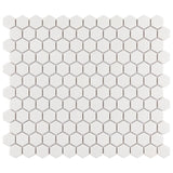 Hexagon 1" Pure White Matte Porcelain Tile