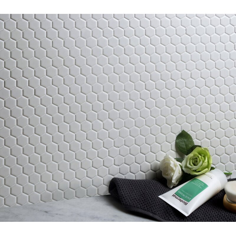 Hexagon 1" Pure White Matte Porcelain Tile