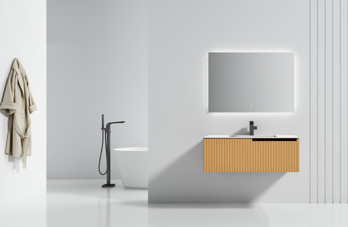 Orange 32 Inch Wall Mount Bathroom Vanity with Sink, Camel - manufacturer photo
