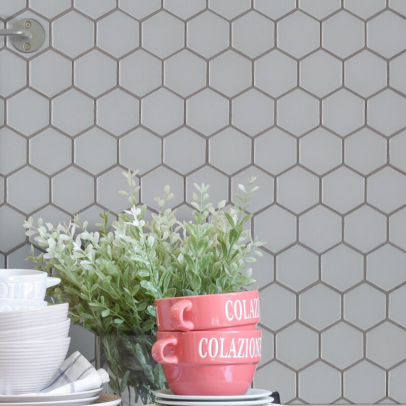 Hexagon Matte Porcelain Tile - Grey 1"