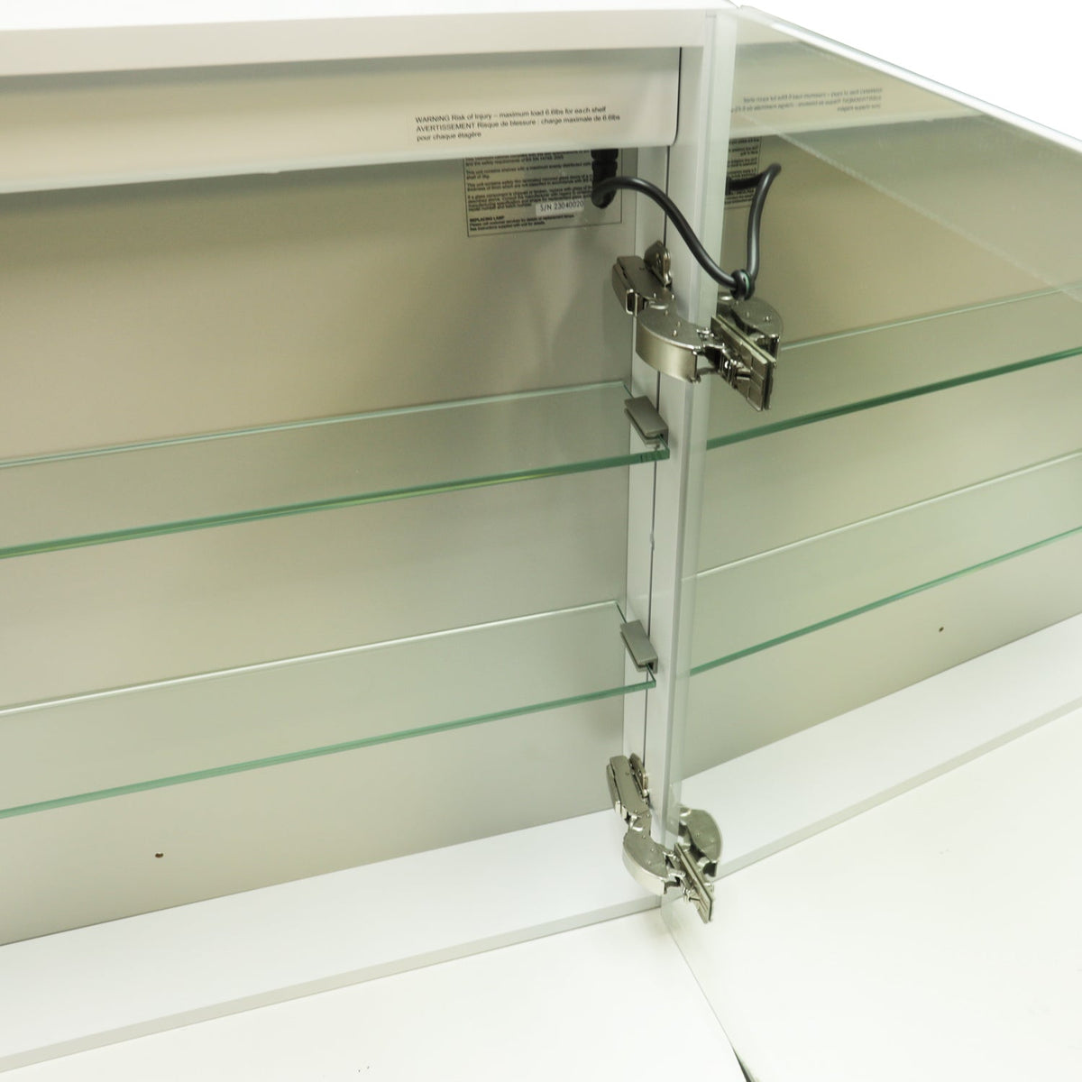 32 x 28 in LED mirror with medicine cabinet - manufacturer photo
