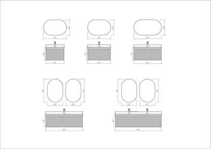 Athens 48” Single Sink Modern Fluted Wall Mount Bathroom Vanity