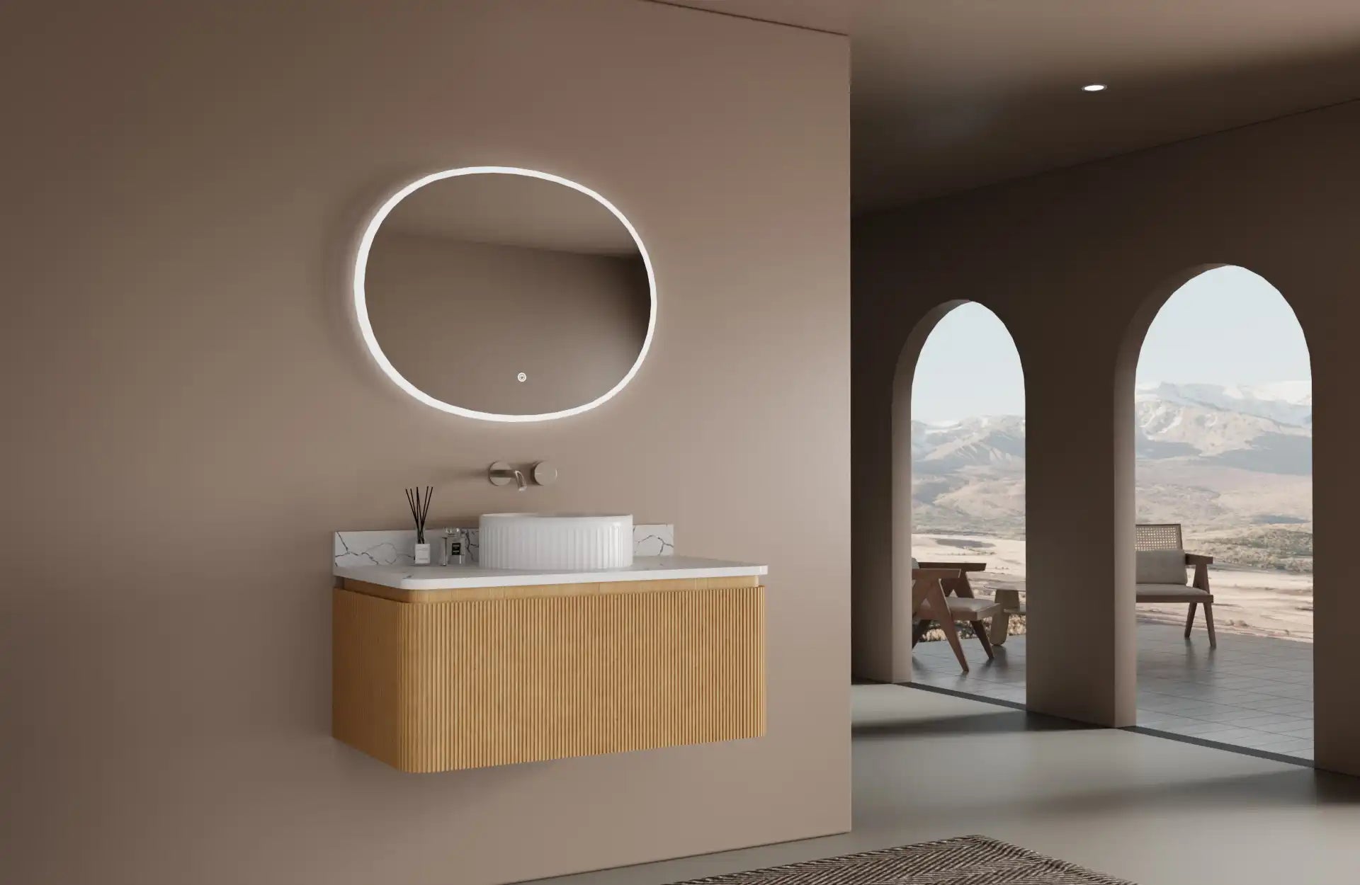 Athens 36” Single Sink Modern Fluted Wall Mount Bathroom Vanity