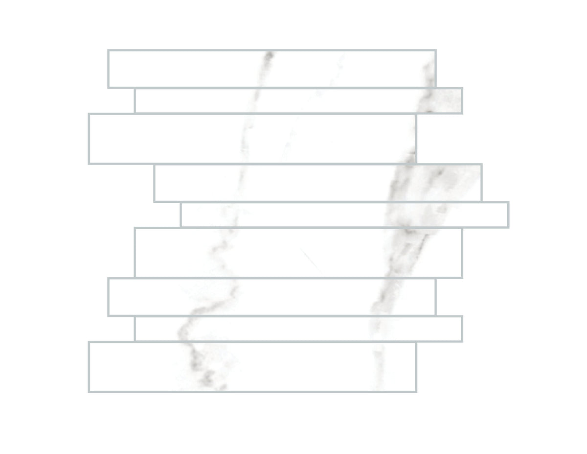 Bianco River Linear Strip Glossy Porcelain Tile - Bianco River Linear Strip