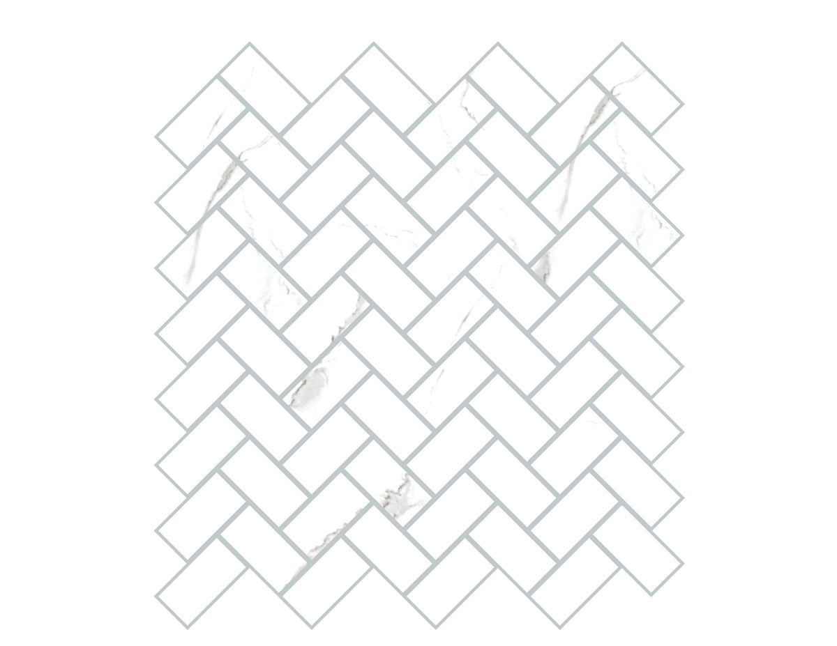 Bianco River Rectangle 1" x 2" Glossy Porcelain Tile - Bianco River 1" x 2"