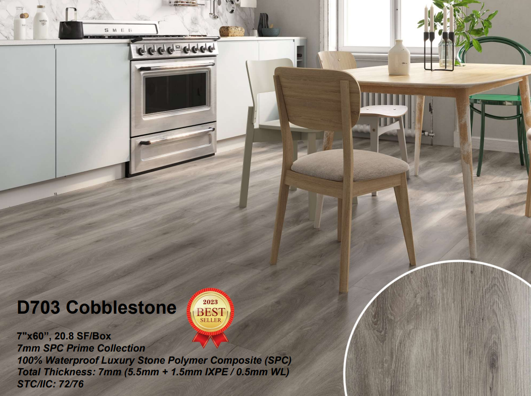 7mm SPC Vinyl Flooring Cobblestone