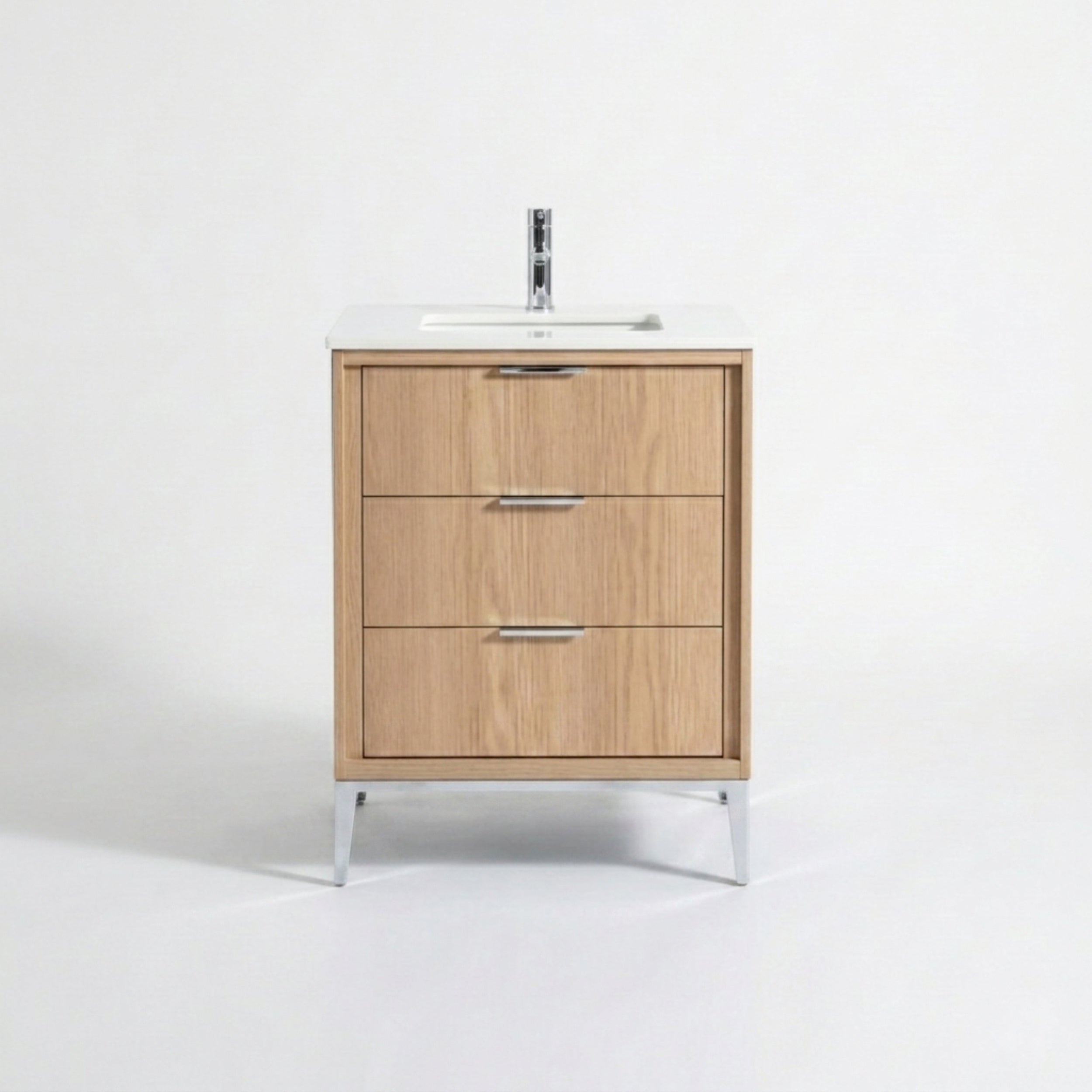 Divani 24" Solid Wood Freestanding Bathroom Vanity with Quartz Countertop