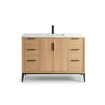 Divani 48" Solid Wood Freestanding Bathroom Vanity with Quartz Countertop