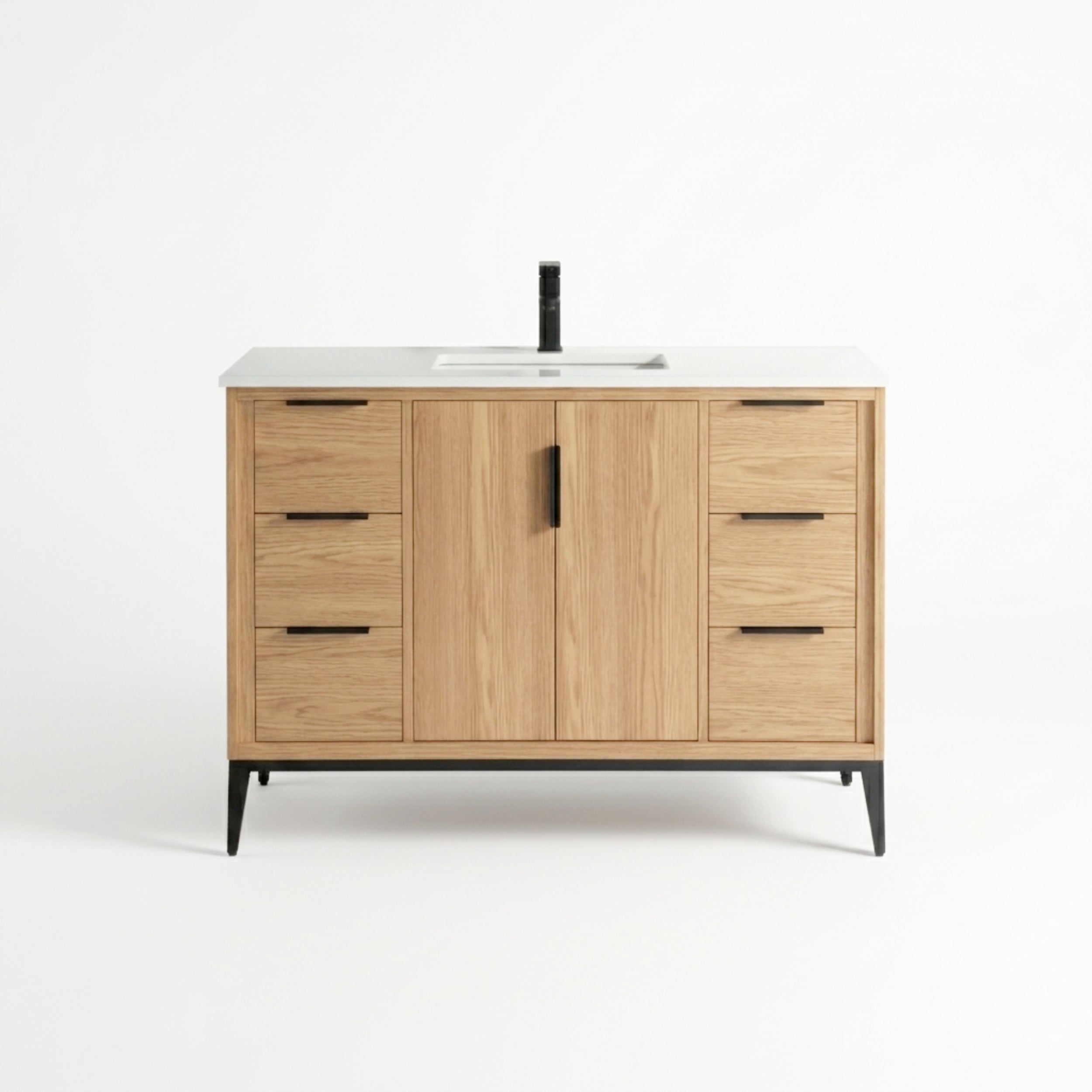 Divani 48" Solid Wood Freestanding Bathroom Vanity with Quartz Countertop