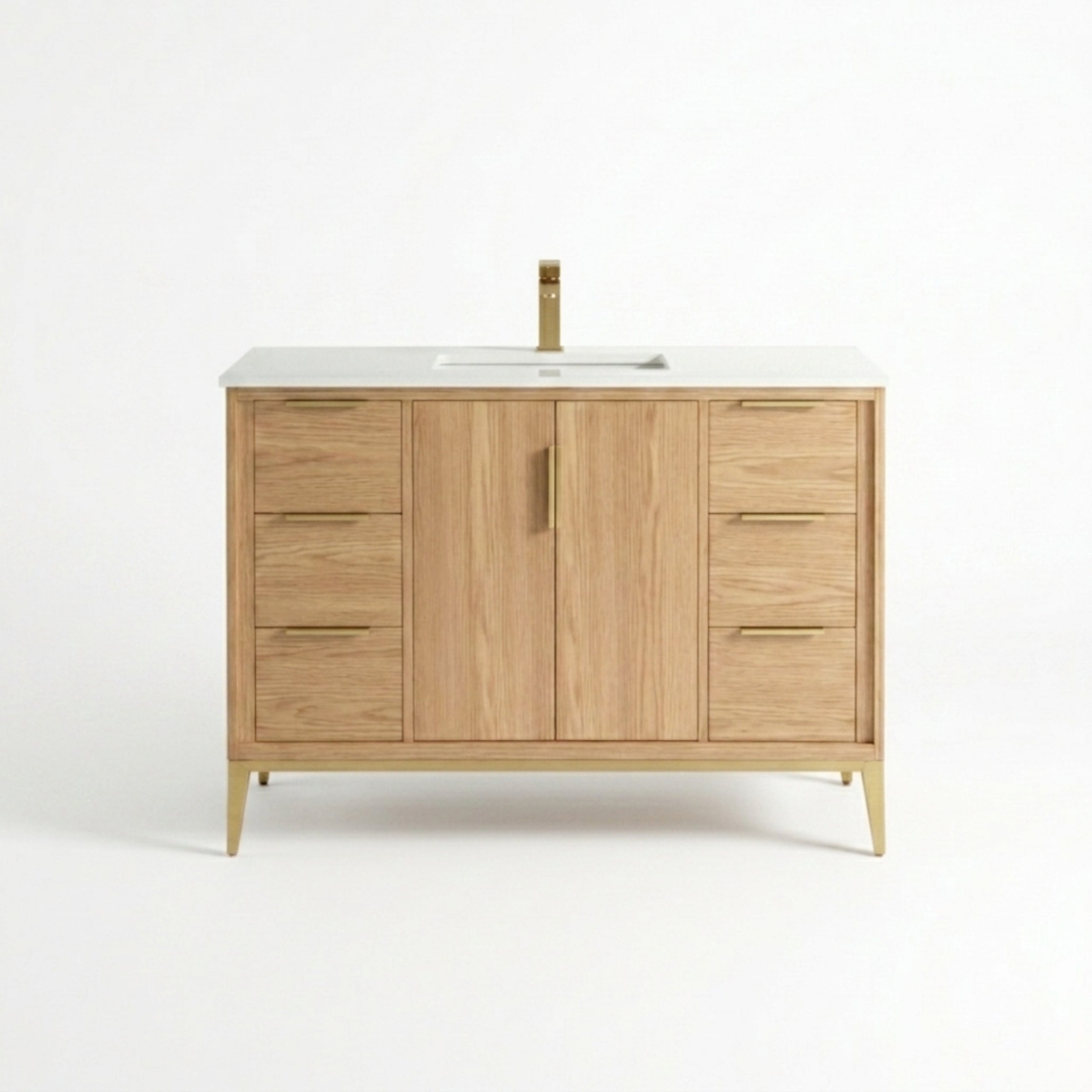 Divani 48" Solid Wood Freestanding Bathroom Vanity with Quartz Countertop