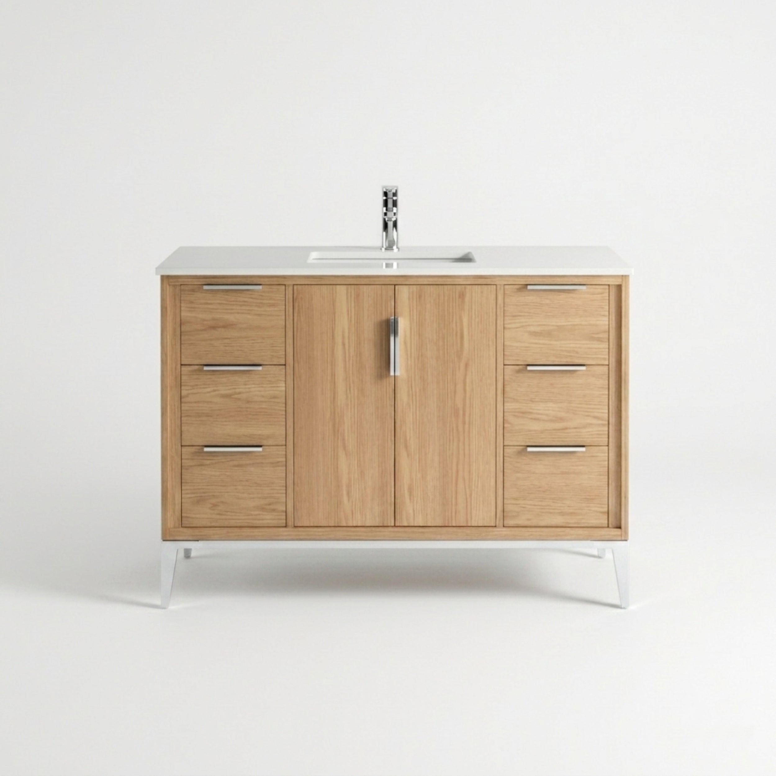 Divani 48" Solid Wood Freestanding Bathroom Vanity with Quartz Countertop