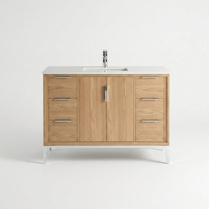 Divani 48" Solid Wood Freestanding Bathroom Vanity with Quartz Countertop