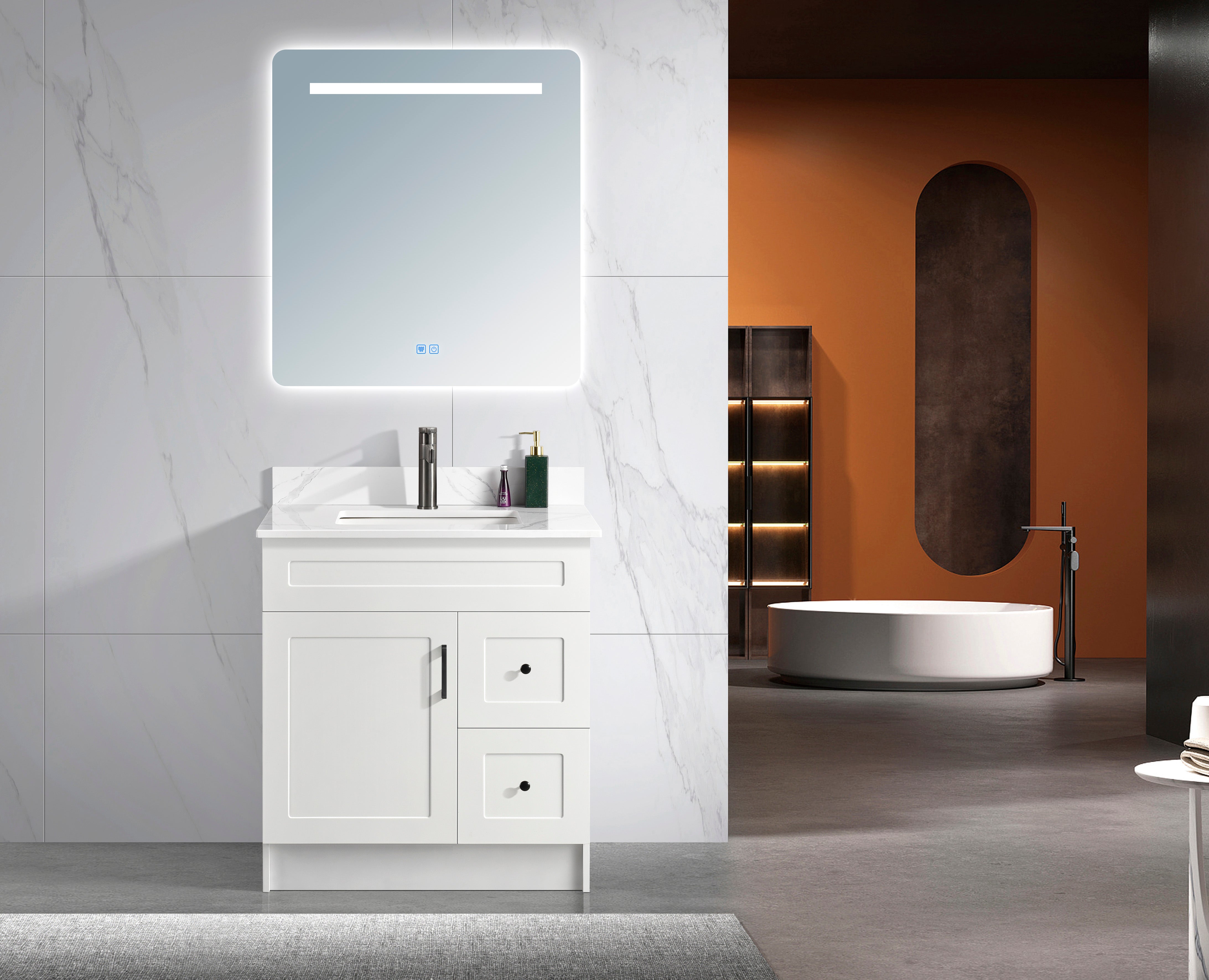 Classic Series 30” with Right Side Drawers Freestanding Bathroom Vanity