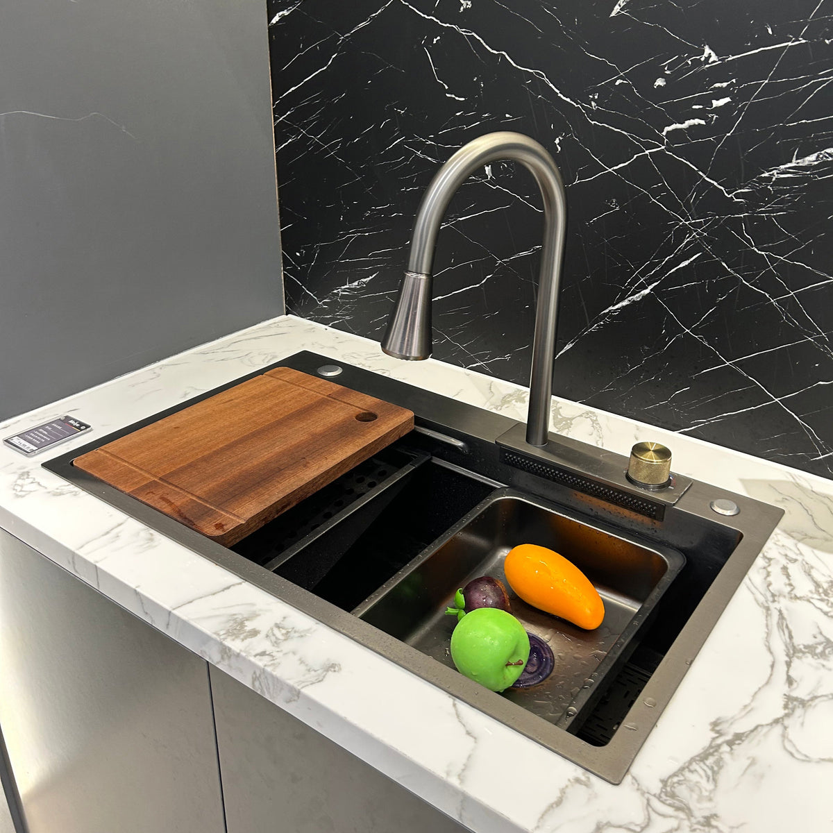 29.5 Inch Waterfall Workstation Kitchen Sink with Cup Washer - manufacturer photo