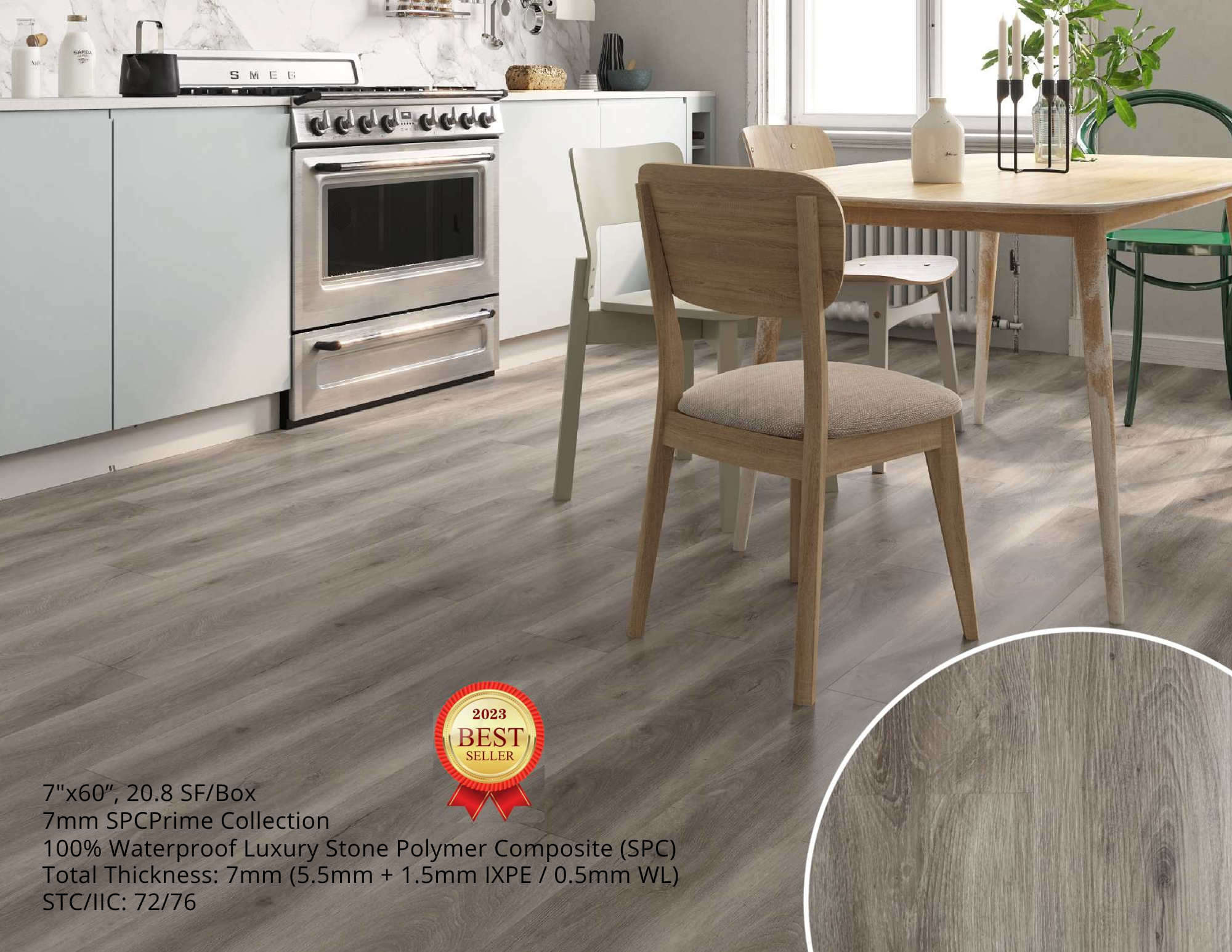 7mm SPC Vinyl Flooring Cobblestone