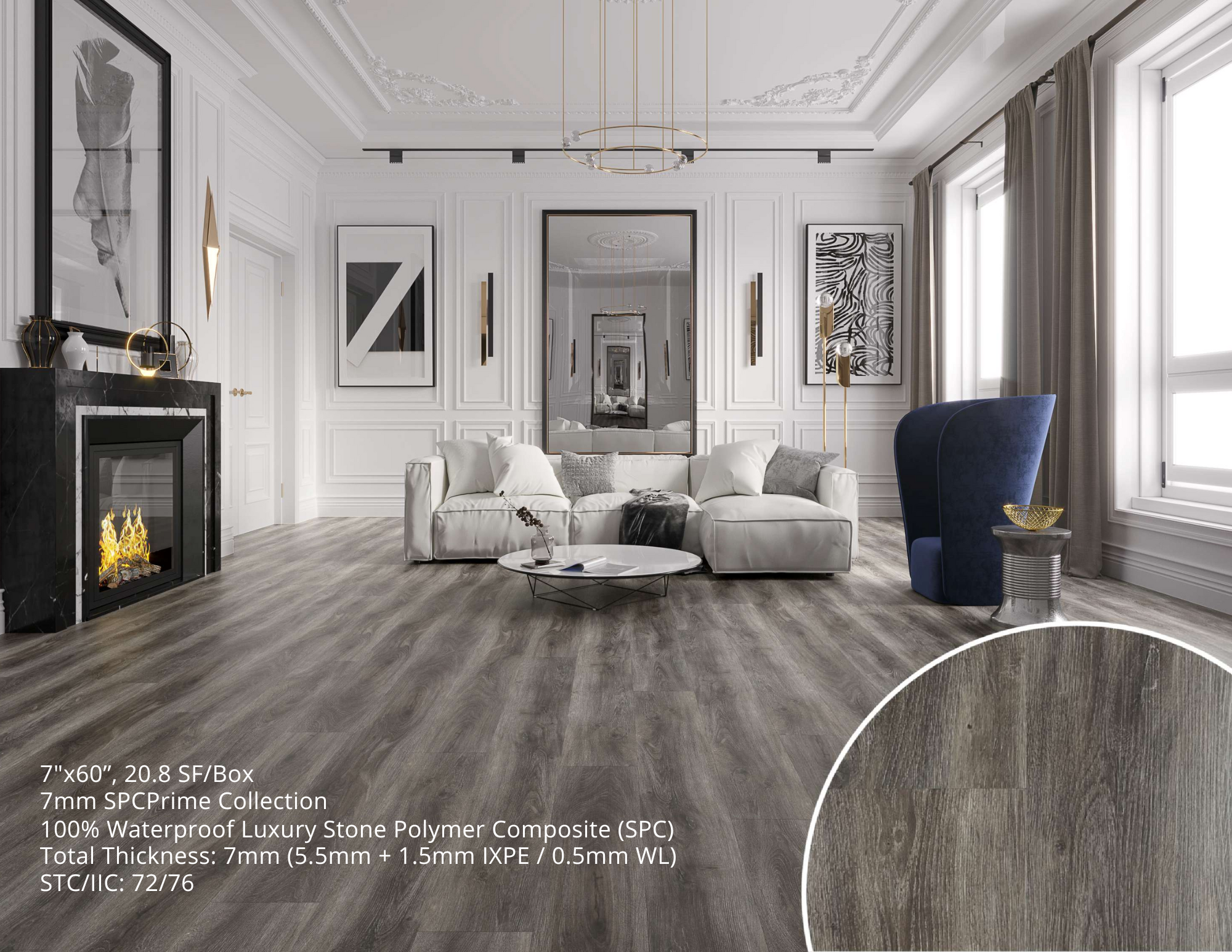 7mm SPC Vinyl Flooring Shade of Grey
